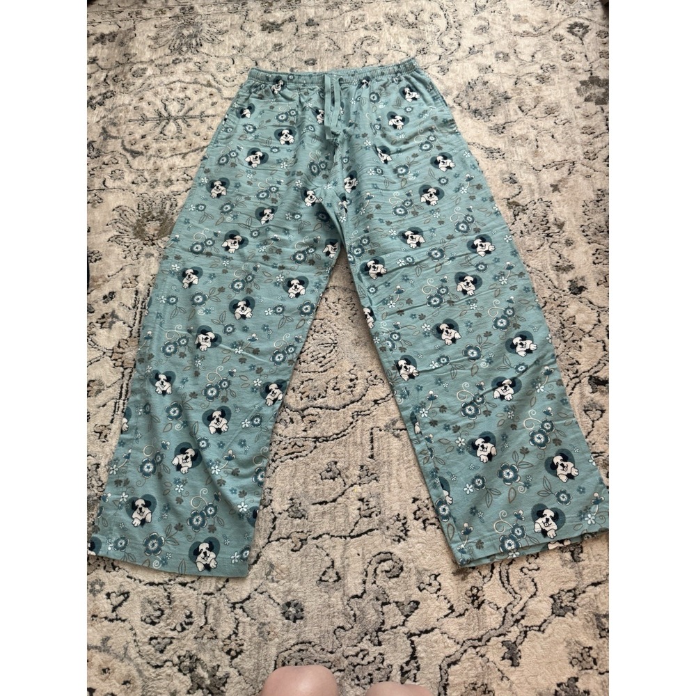 Women's Big Dog Sleep Lounge Pajama Pants Women's Size Large Aqua Flowers